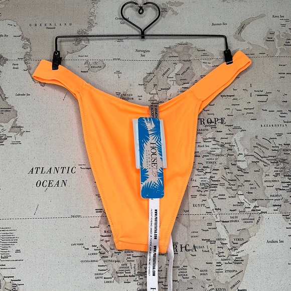 House of CB 'Flora" Orange Halter Bikini Bottoms NWT - Picture 4 of 7